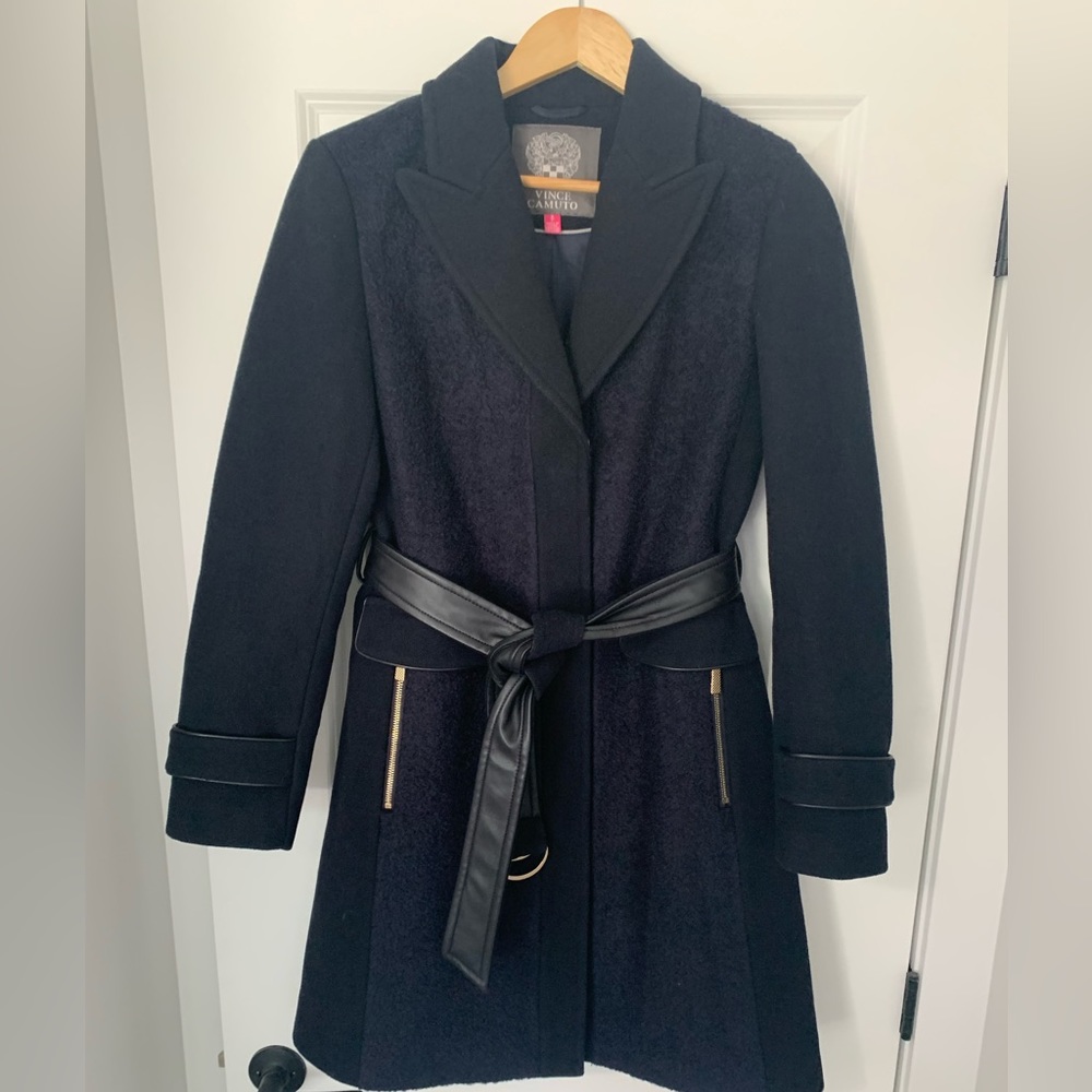 Vince Camuto Navy Wool Coat. Size Small.
